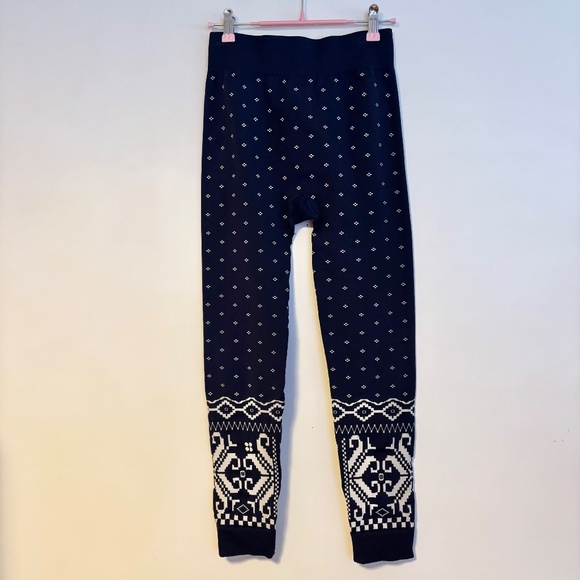 Sweaty Betty Ski Base Layer Leggings Blue Fair Isle Jacquard Womens Size XS - Picture 3 of 6